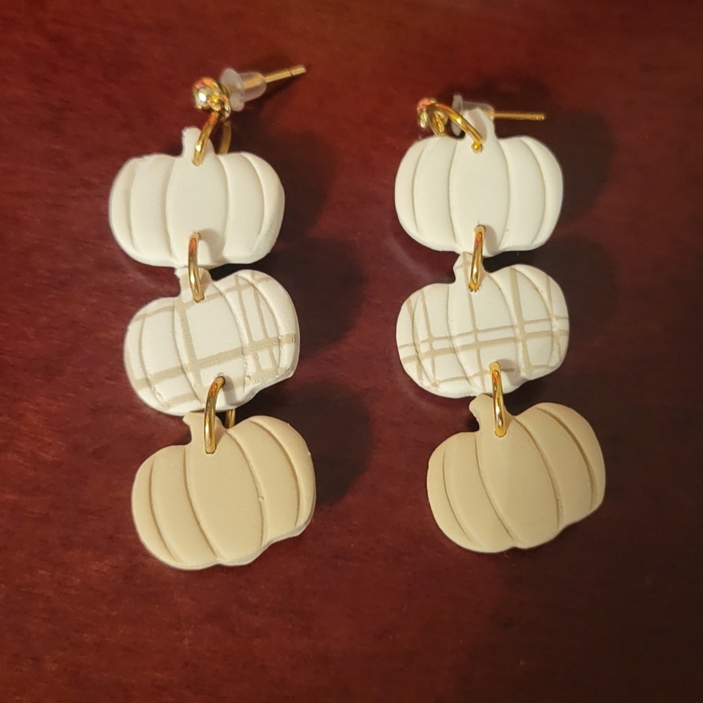 Clay Pumpkin Dangle Earrings